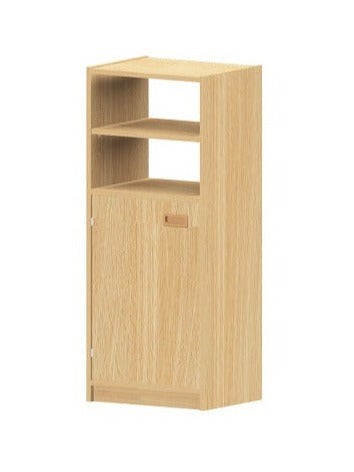 Kita Möbel Hochschrank Holz Buche Dekor Höhe 52cm mit offenem Regalteil oben und Varianten Tür Materialkästen Schubfächer