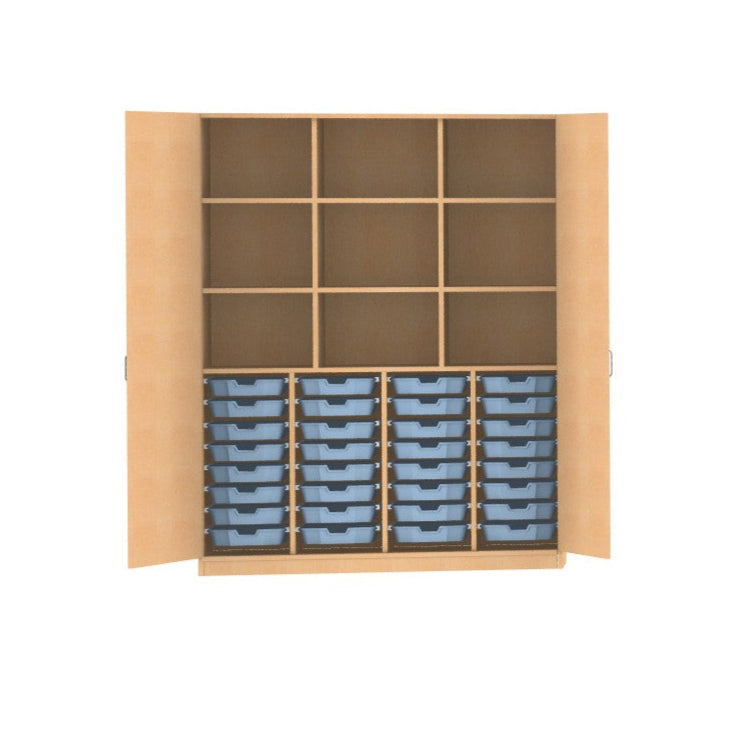 Materialschrank aus Holz Buche Hell für Kindergarten Kita für 32 CS1 Boxen oder 16 CS2 Boxen