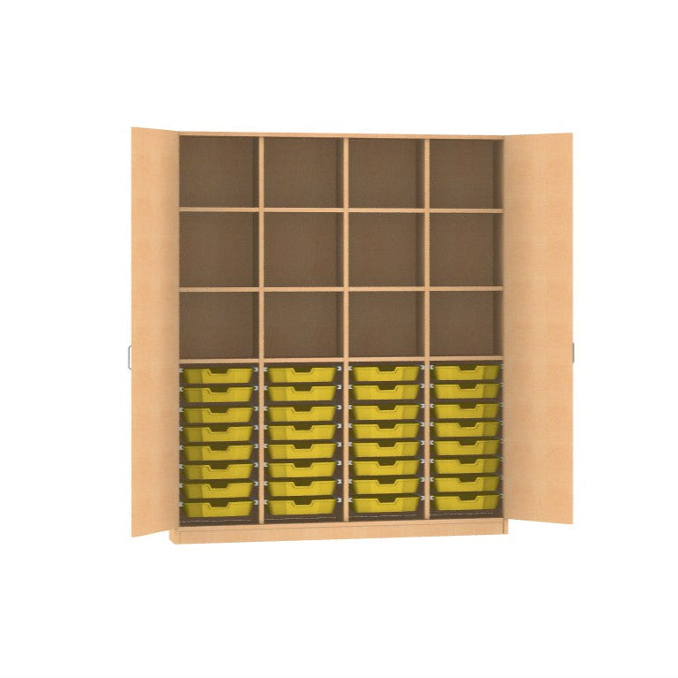 Materialschrank aus Holz Buche Hell für Kindergarten Kita für 32 CS1 Boxen oder 16 CS2 Boxen