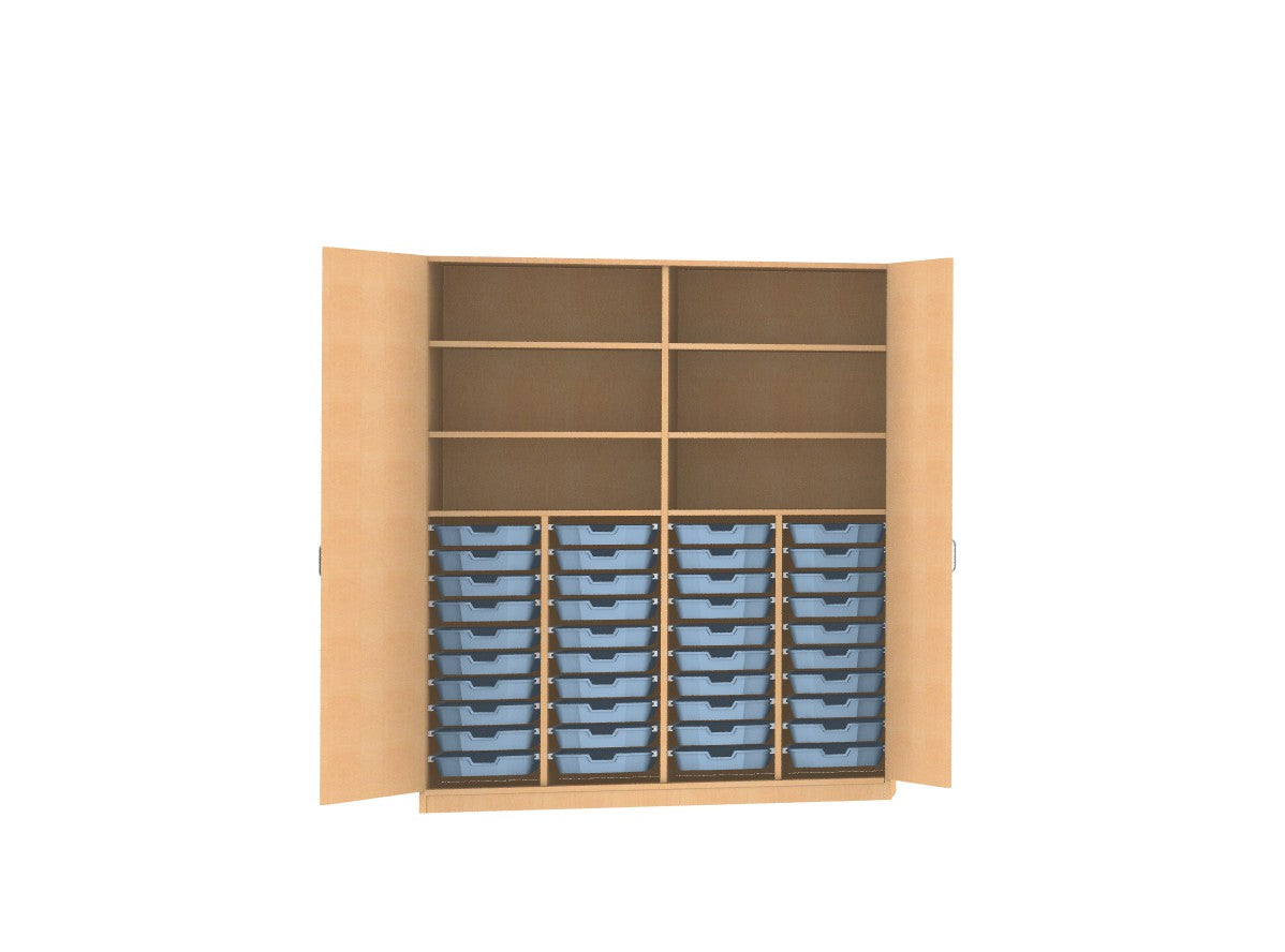 Kindergarten Möbel Materialschrank Holz Buche Dekor mit oder ohne Türen für 40 CS1 oder 20 CS2 Boxen