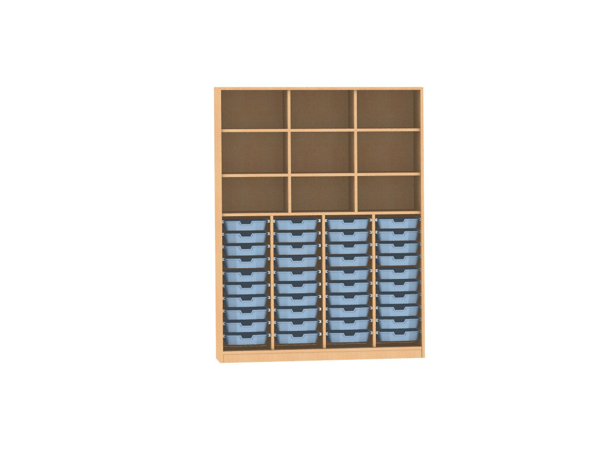 Kindergarten Möbel Materialschrank Holz Buche Dekor mit oder ohne Türen für 40 CS1 oder 20 CS2 Boxen