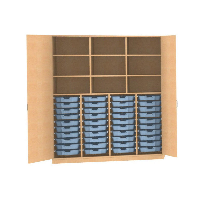 Kindergarten Möbel Materialschrank Holz Buche Dekor mit oder ohne Türen für 40 CS1 oder 20 CS2 Boxen