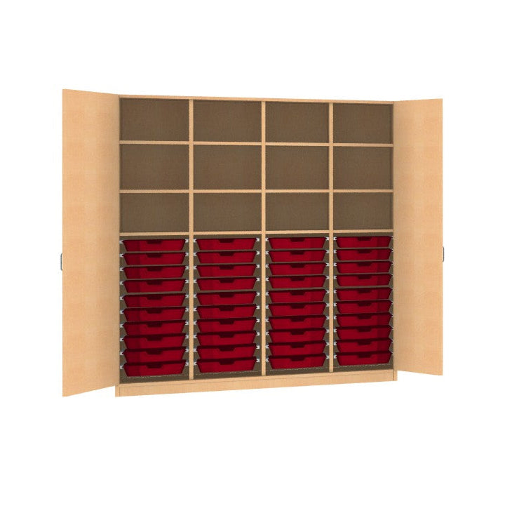 Kindergarten Möbel Materialschrank Holz Buche Dekor mit oder ohne Türen für 40 CS1 oder 20 CS2 Boxen