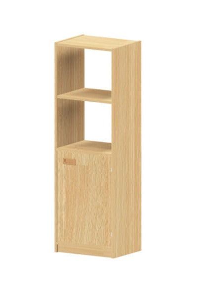 Kita Möbel Hochschrank Holz Buche Dekor Höhe 52cm mit offenem Regalteil oben und Varianten Tür  Materialkästen Schubfächer