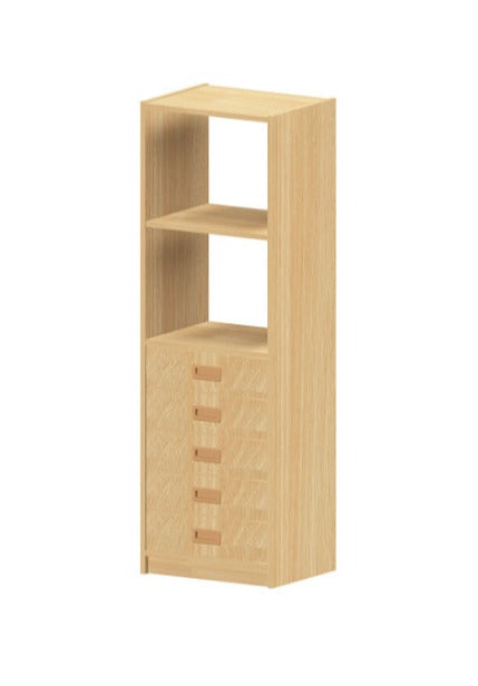 Kita Möbel Hochschrank Holz Buche Dekor Höhe 52cm mit offenem Regalteil oben und Varianten Tür  Materialkästen Schubfächer