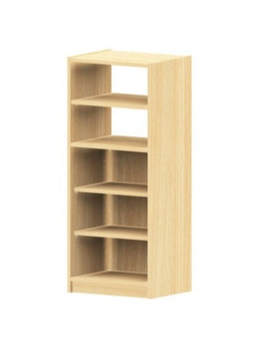 Kita Möbel Hochschrank Holz Buche Dekor Höhe 52cm mit offenem Regalteil oben und Varianten Tür  Materialkästen Schubfächer