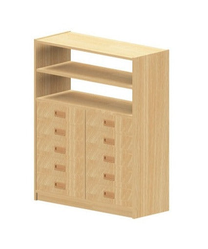 Kita Möbel Hochschrank aus Holz Buche Hell mit Regalteil und verschiedenen Ausführungen