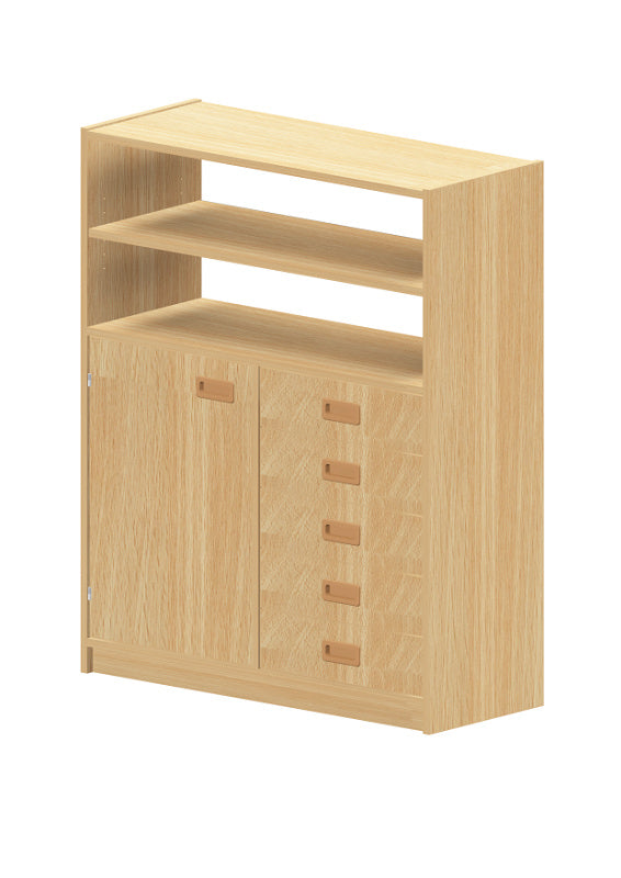 Kita Möbel Hochschrank aus Holz Buche Hell mit Regalteil und verschiedenen Ausführungen