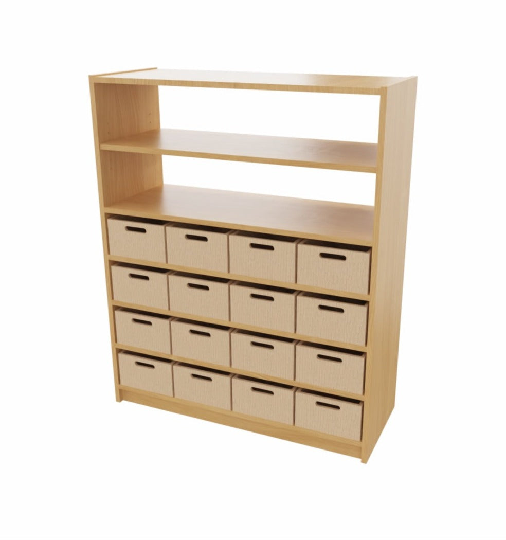 Kita Möbel Hochschrank aus Holz Buche Hell mit Regalteil und verschiedenen Ausführungen