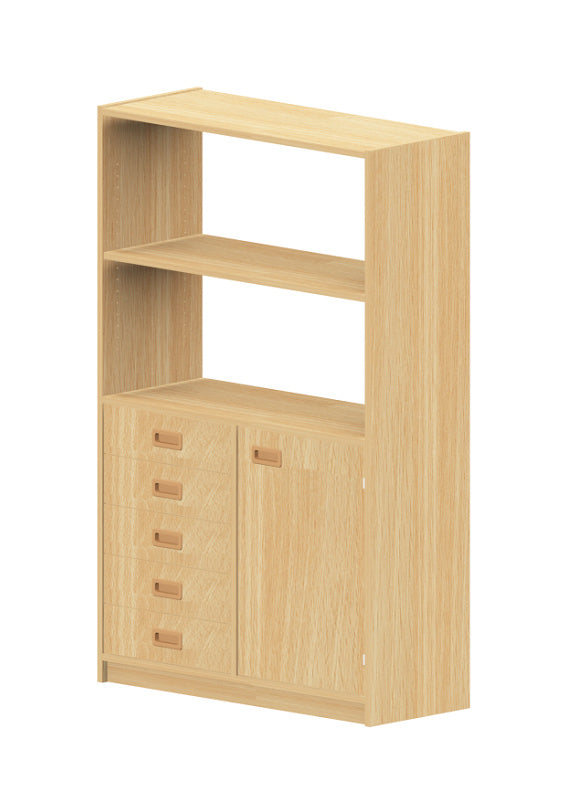 Kita Möbel Hochschrank aus Holz Buche Hell mit Regalteil und verschiedenen Ausführungen