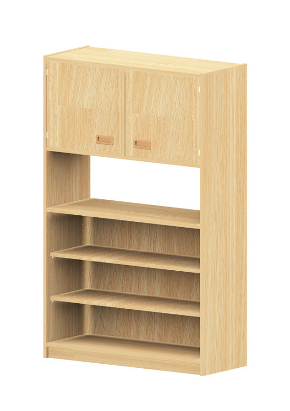 Kindergartenmöbel Hochschrank Holz Buche Dekor Hell Doppeltüren Regalfächer