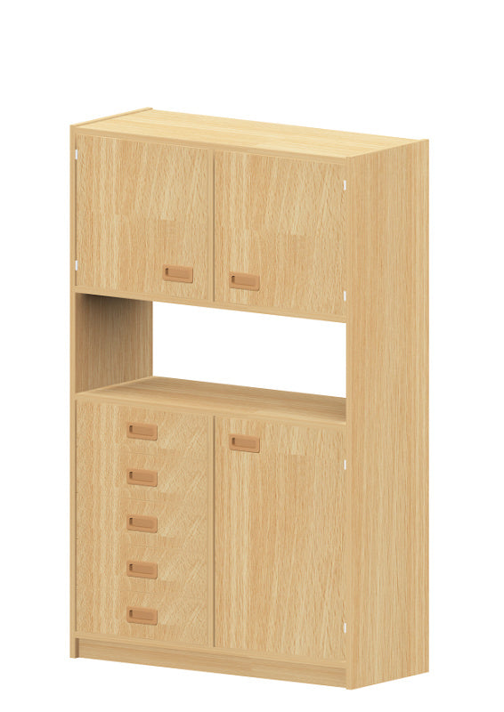 Kindergartenmöbel Hochschrank mit Doppeltür und Schubkästen links