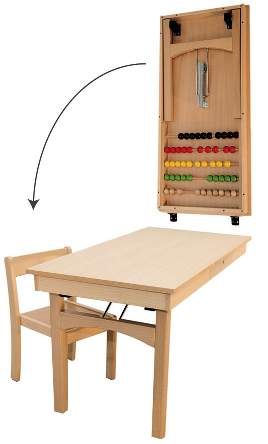 Kita Möbel Wandklapptisch Tisch zum Malen und Basteln Kindergartenmöbel Schulmöbel Naturholz aus Deutschland